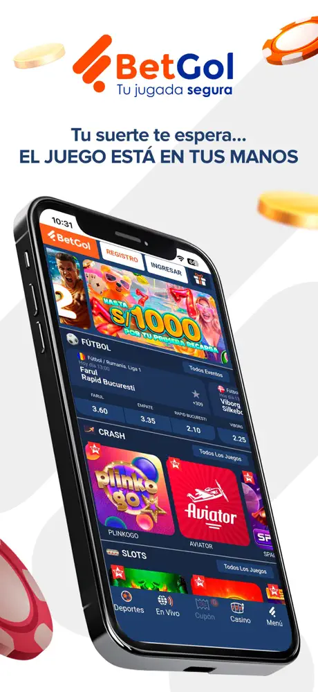 Vista del lobby principal de BetGol desde un smartphone
